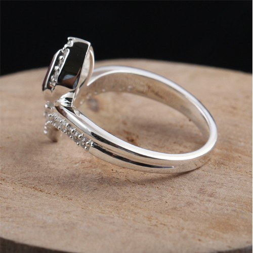 925 Silver Tanzanite With White Zircon Ring - Image 2