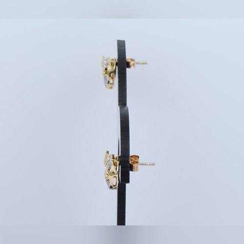 925 Silver Birdy Owl Shape Stud Earring With Yellow Gold Plating - Image 4