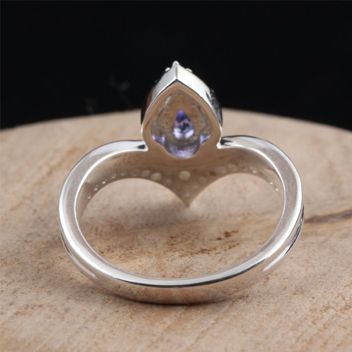 925 Silver Tanzanite With White Zircon Ring - Image 3