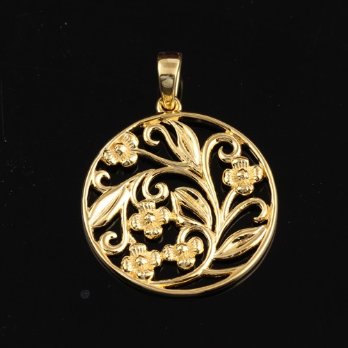 925 Silver Plain Pendant With yellow Gold Plating - Image 2