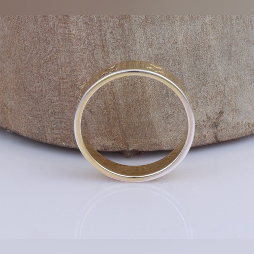 925 Silver Plain Star Thick Ring With Yellow Gold Plating - Image 3