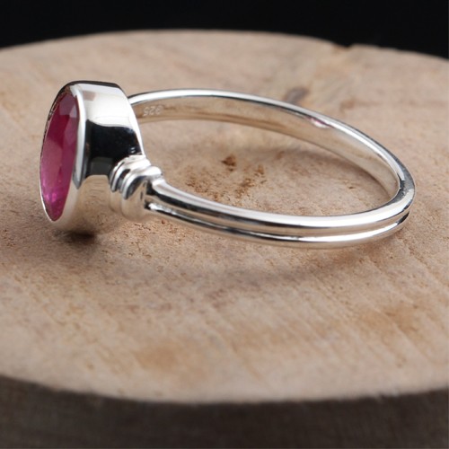 925 Silver Glassfilled Ruby Fine Ring - Image 3