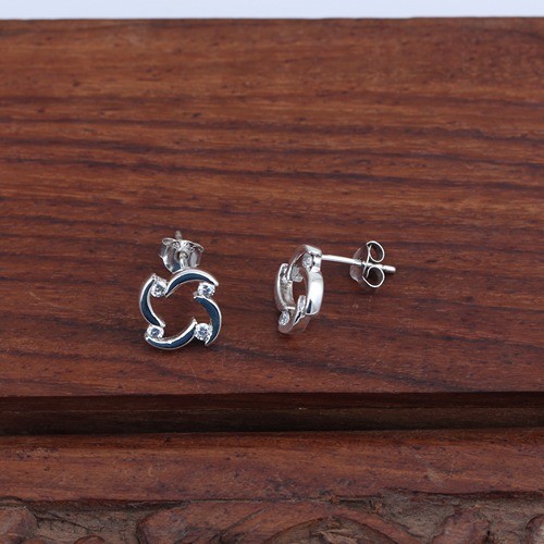 925 Silver Curb Wire Stud Earring - Image 3