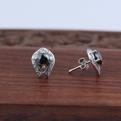 925 Silver Black Spinel And White Zircon Stud Earring - Image 3