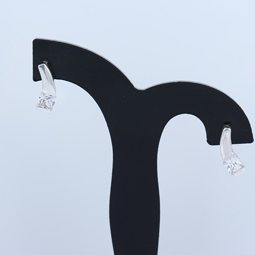 925 Silver White Zircon Square Stud Earring - Image 2
