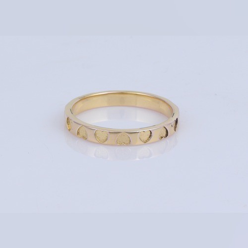 925 Silver Heart engraved Plain Band Ring With Yellow Gold Plating - Image 2