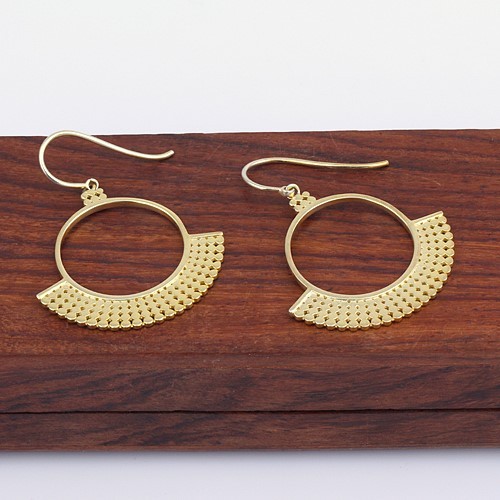 925 Silver Plain Dangle Earring With 14K Yellow Gold Plating - Image 3