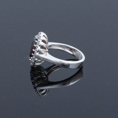 925 Silver Garnet And White Zircon Cocktail Ring - Image 3
