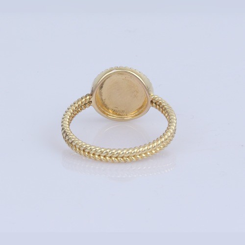 925 Silver Plain Twisted Wire And Embossed Tree Ring With Yellow Gold Plating - Image 4