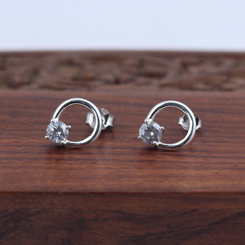 925 Silver White Zircon Fancy Wire Stud Earring - Image 3