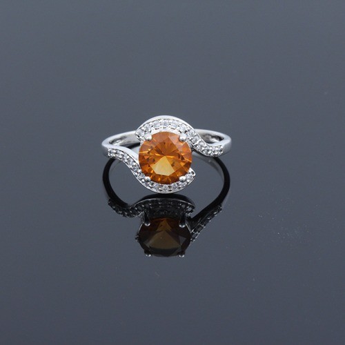 925 Silver Citrine And White Zircon Cocktail Ring - Image 2