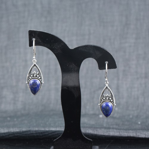 925 Silver Lapis Pear Earring - Image 1