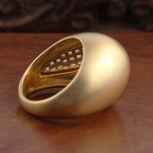 925 Silver Bold Look Ring With Yellow Gold Plating - Image 2