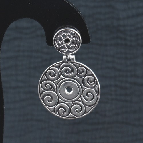 925 Silver Designer Circle Plain Dangle Earring - Image 3