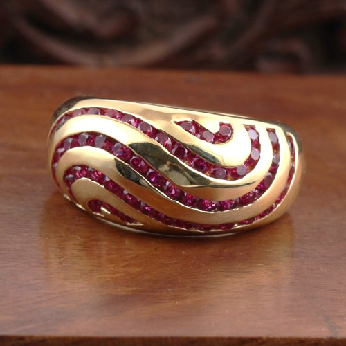 925 Silver Bolded Pink Zircon Ring With Yellow Gold Plating - Image 1