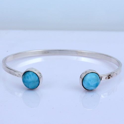 925 Silver Larimar Cuff Bangle - Image 2