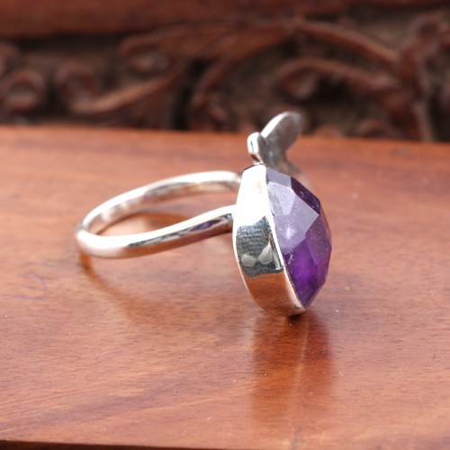 Silver Ring With Purple Amethyst Stone - Image 4