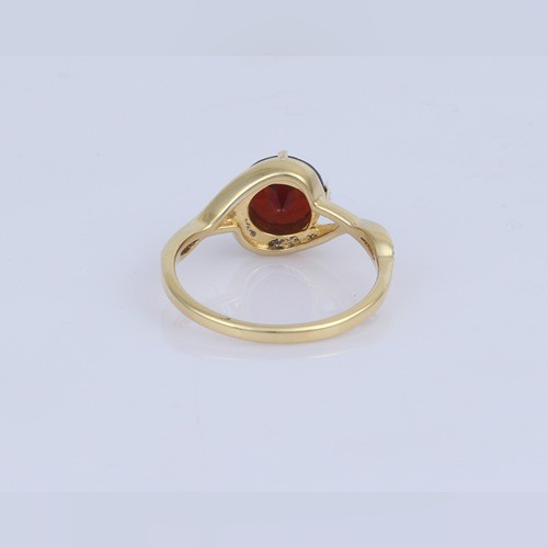 925 Silver Red Garnet Solitaire Ring With Yellow Gold Plating - Image 4