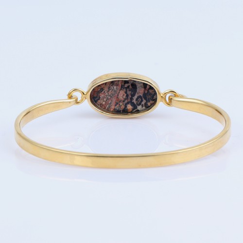 925 Silver Jasper Stone Bangle With Yellow Gold Plating - Image 4