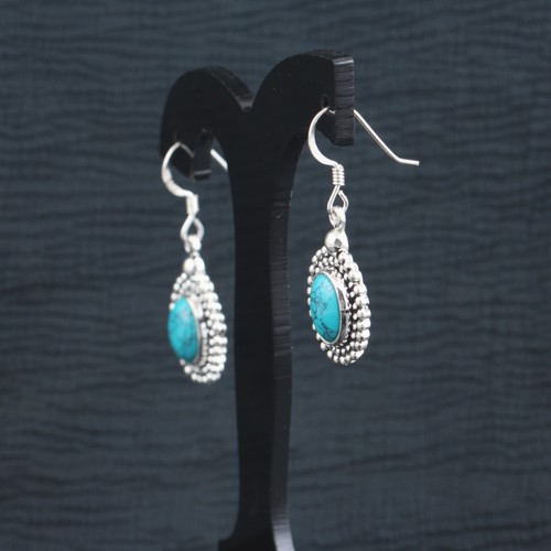 925 Silver Turquoise Ear wire Earring - Image 3