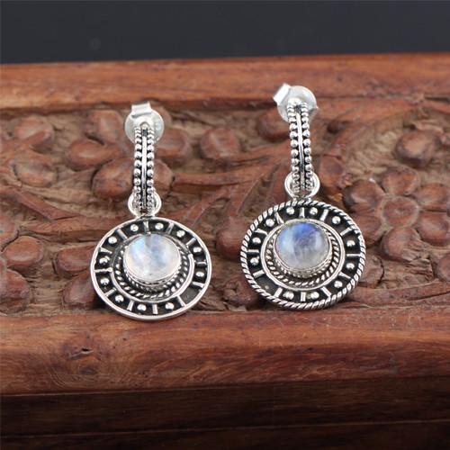 925 Silver Rainbow Moonstone Earring - Image 4