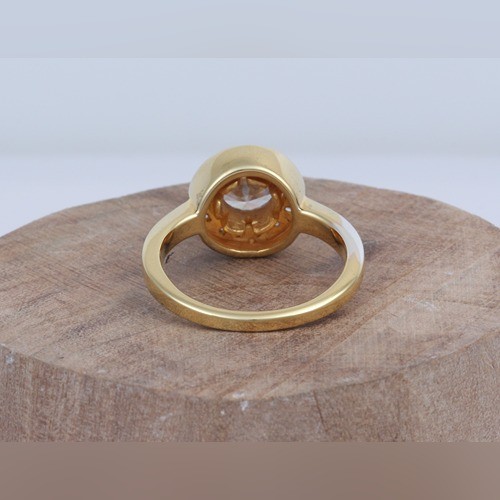 925 Silver White Zircon Cocktail Ring With Yellow Gold Plating - Image 4