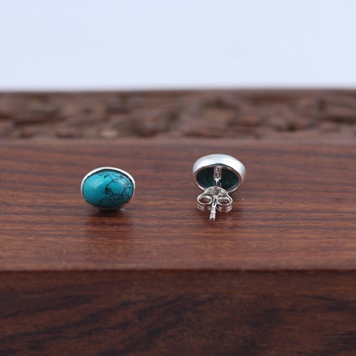 925 Silver trendy Turquoise Stud Earring - Image 4