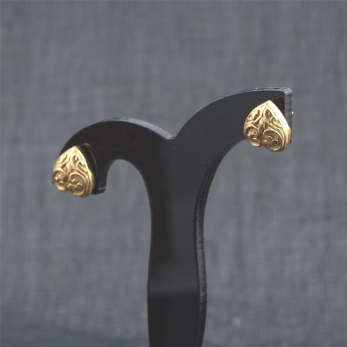 925 Silver Plain Stud Earring With Yellow Gold Plating - Image 2