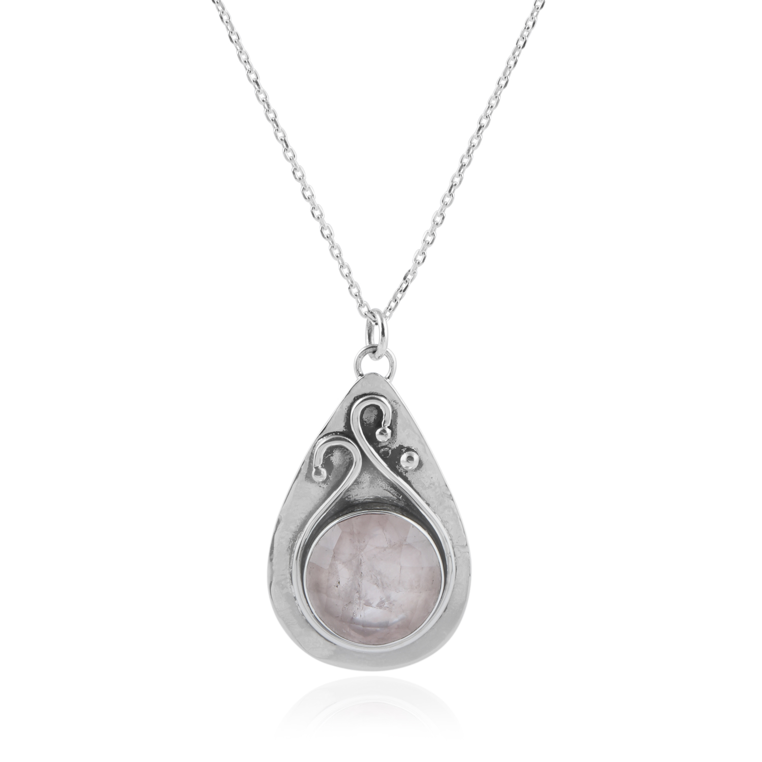White Diamond Silver Chain Pendant - Image 1