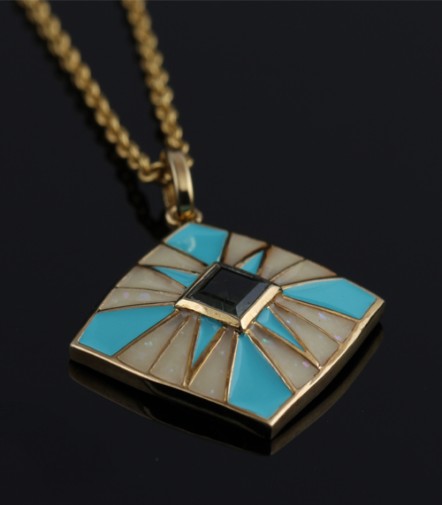 925 Silver Peridot Necklace With Enamel With yellow Gold Plating - Image 3