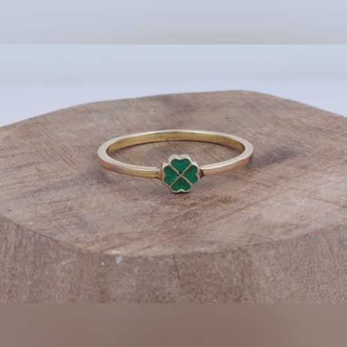 925 Silver Plain Four Heart With Enamel Ring With Yellow Gold Plating - Image 1