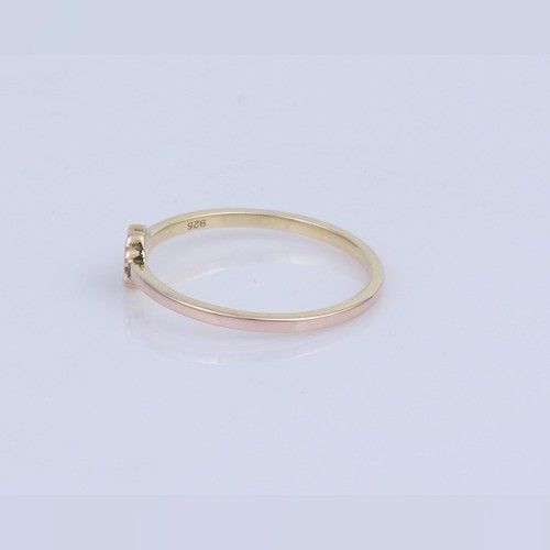 925 Silver Plain Four Heart With Enamel Ring With Yellow Gold Plating - Image 3