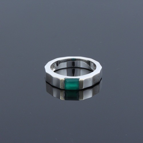 925 Silver Green Onyx Fancy Shape Ring - Image 2