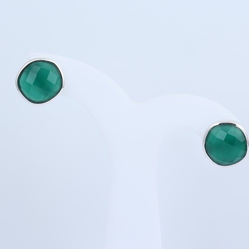 925 Silver Fancy Shape Green Onyx Stud Earring - Image 3