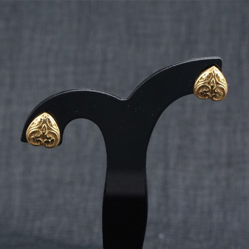 925 Silver Plain Stud Earring With Yellow Gold Plating - Image 1