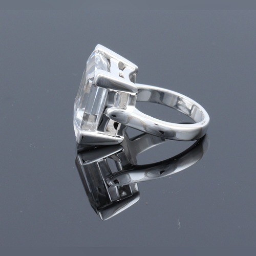 925 Silver White Topaz Cushion Ring - Image 3
