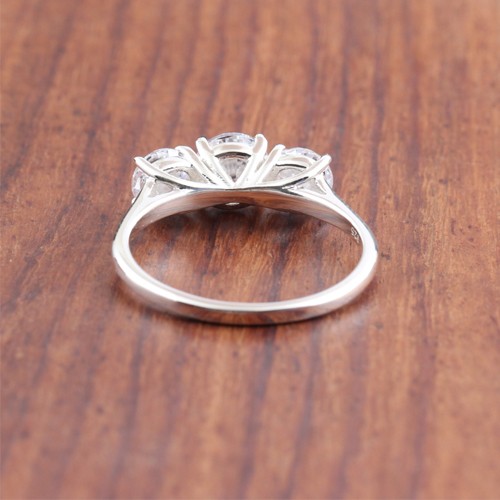 925 Silver White Zircon Three Stone Ring - Image 4