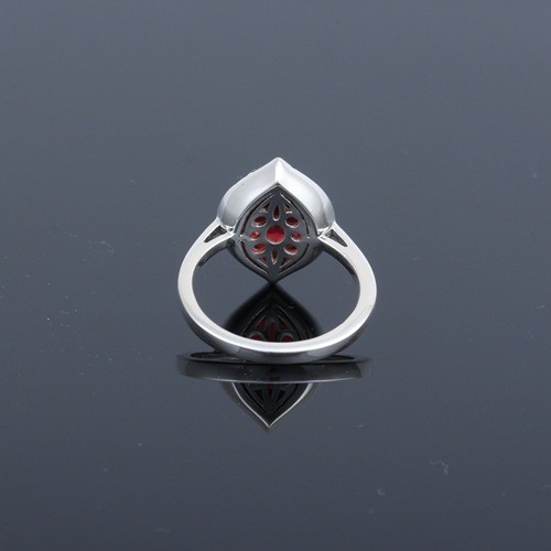 925 Silver Red Garnet And White Zircon Cocktail Ring - Image 4