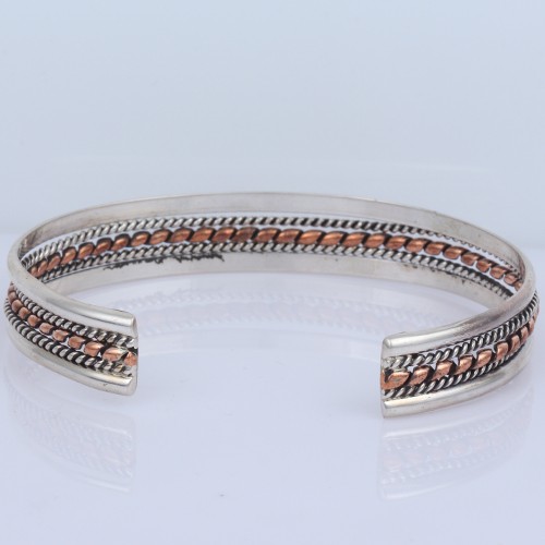 925 Silver Twisted Wire Plain Bangle Two Tone - Image 4