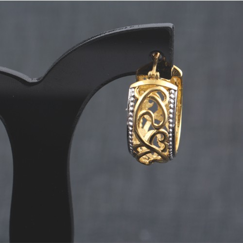 925 Silver Plain Earring With Yellow Gold Plating - Image 5