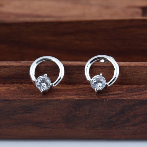 925 Silver White Zircon Fancy Wire Stud Earring - Image 1