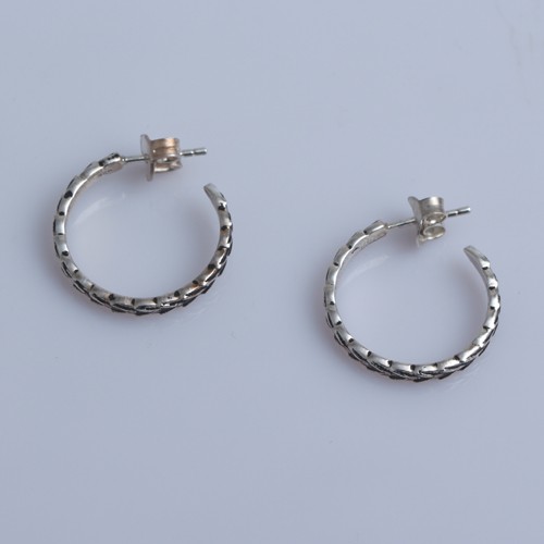 925 Silver Designer Plain Hoop Earring With Silver Plating - Image 2