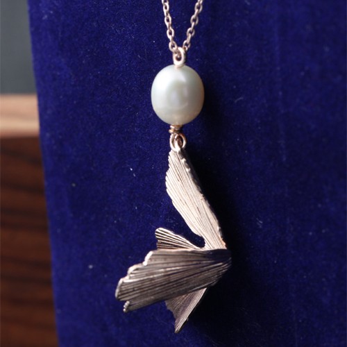 925 Silver Pendant With Pearl With Rose Gold Plating - Image 3