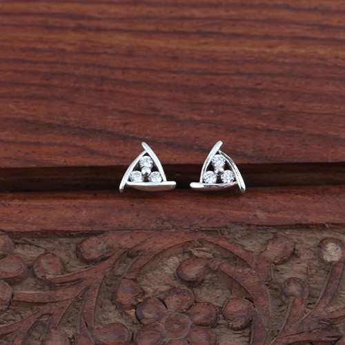 925 Silver Fancy Triangle Shape Stud Earring - Image 1