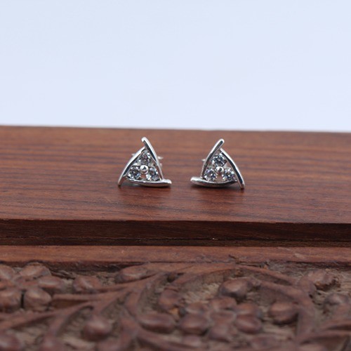 925 Silver Fancy Triangle Shape Stud Earring - Image 2