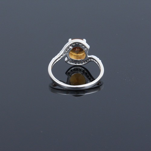 925 Silver Citrine And White Zircon Cocktail Ring - Image 4