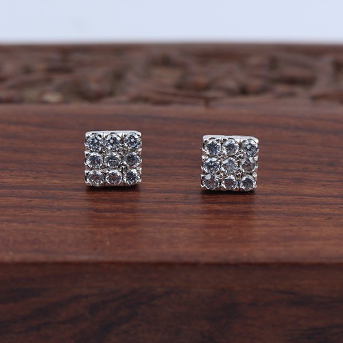 925 Silver White Zircon Square Shape Stud Earring - Image 2