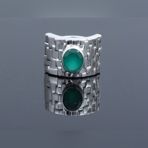 925 Silver Green Onyx Heavy Look Ring - Image 2