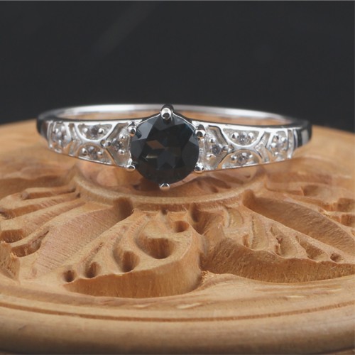 925 Silver London Blue Topaz With White Zircon Ring - Image 2