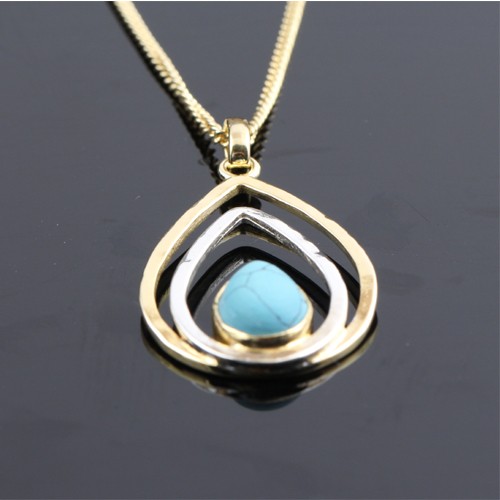 925 Silver Turquoise Necklace With yellow Gold And Silver Plating - Image 2